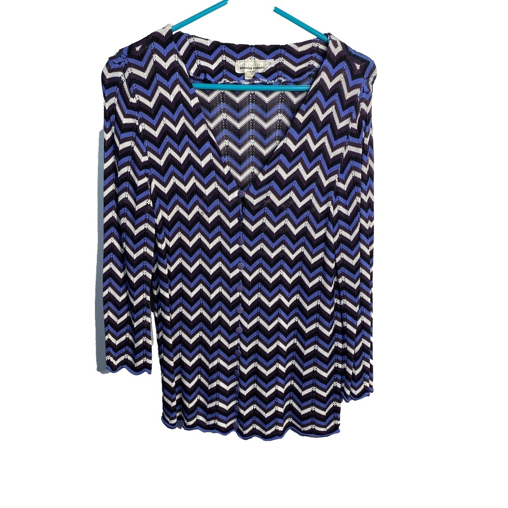 brenda french womens cardigan size 2 purple blue button up‎ long sleeve knit